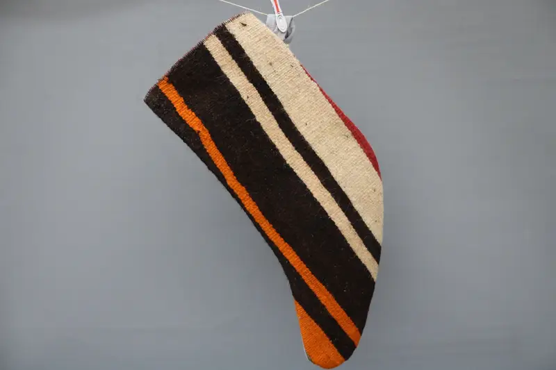 Kahverengi ve Bej Noel Süsleri Çorabı, 9 İnç Geniş Tatil Çorabı