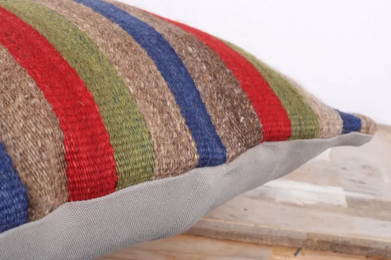 Kilim Pillow, Vintage Kilim Pillow, Sustainable Pillow Sham, Cushion, Gift Pillow, 18x18 Blue Pillow Case, Kilim Rug Pillow Sham - 6