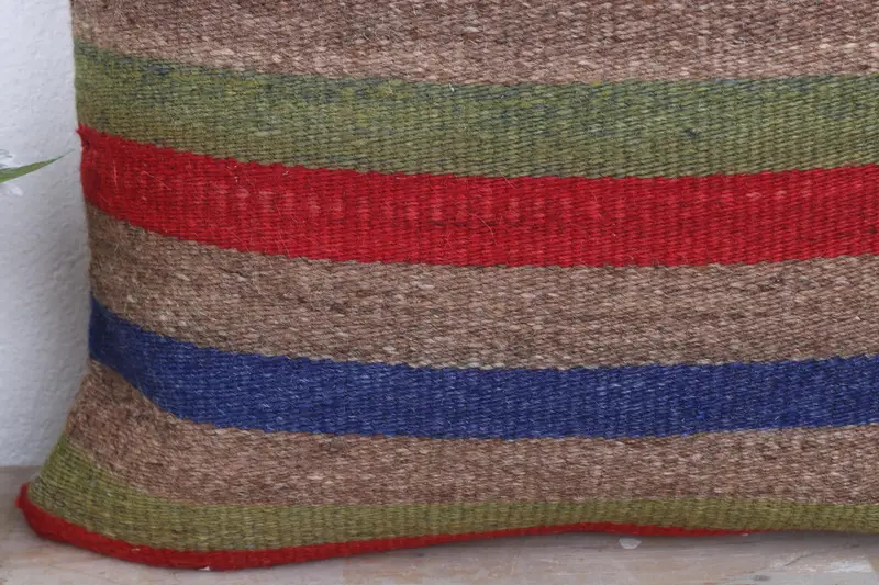 Kilim Pillow, Vintage Kilim Pillow, Sustainable Pillow Sham, Cushion, Gift Pillow, 18x18 Blue Pillow Case, Kilim Rug Pillow Sham - 3