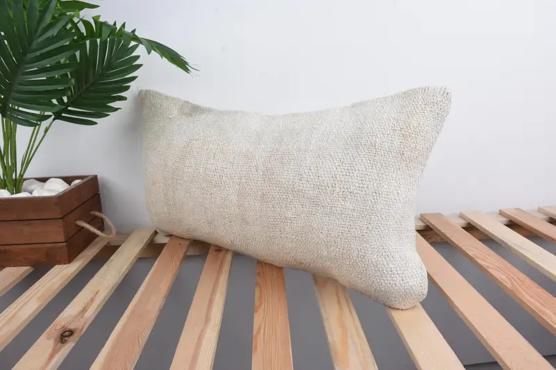 Kilim Pillow, Cushion Cover, Vintage Kilim Throw Pillow, One Of A Kind Cushion Cover, 12x24 White Pillow Case, Vintage Pillow - 5