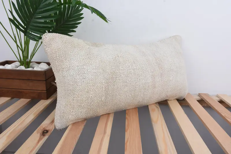 Kilim Pillow, Cushion Cover, Vintage Kilim Throw Pillow, One Of A Kind Cushion Cover, 12x24 White Pillow Case, Vintage Pillow - 4