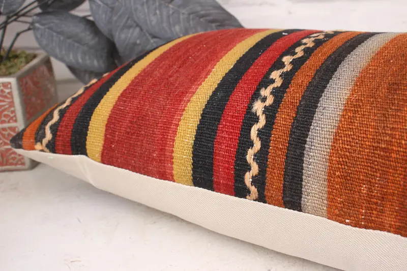 Pillow Case, Home Decor Pillow, Authentic Cushion Cover, Kilim Pillow Cover, Antique Pillows, Yoga Pillow Cover, 12x36 Red Pillow Case - 6