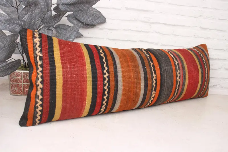 Pillow Case, Home Decor Pillow, Authentic Cushion Cover, Kilim Pillow Cover, Antique Pillows, Yoga Pillow Cover, 12x36 Red Pillow Case - 3