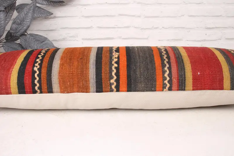 Pillow Case, Home Decor Pillow, Authentic Cushion Cover, Kilim Pillow Cover, Antique Pillows, Yoga Pillow Cover, 12x36 Red Pillow Case - 5