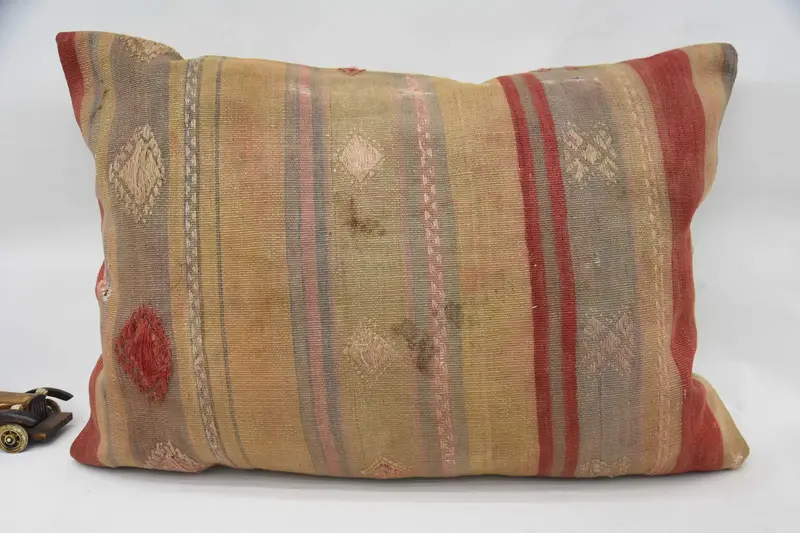 Striped Beige Turkish Cushion Cover, Gift Home Decor 20x28 inch Cushion - 1
