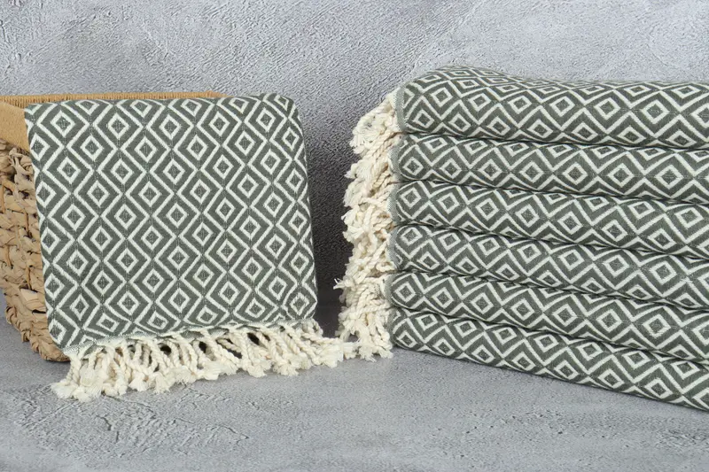 Luxury towel, Travel Towel, Custom Beach Towel, 70x40 Cotton Diamond Towel, Housewarming Gift, Luxury Turkish beach towel with fringe, Gift For Mom - 3