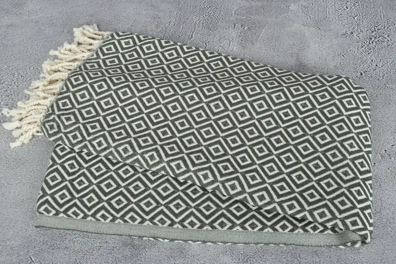 Luxury towel, Travel Towel, Custom Beach Towel, 70x40 Cotton Diamond Towel, Housewarming Gift, Luxury Turkish beach towel with fringe, Gift For Mom - 6