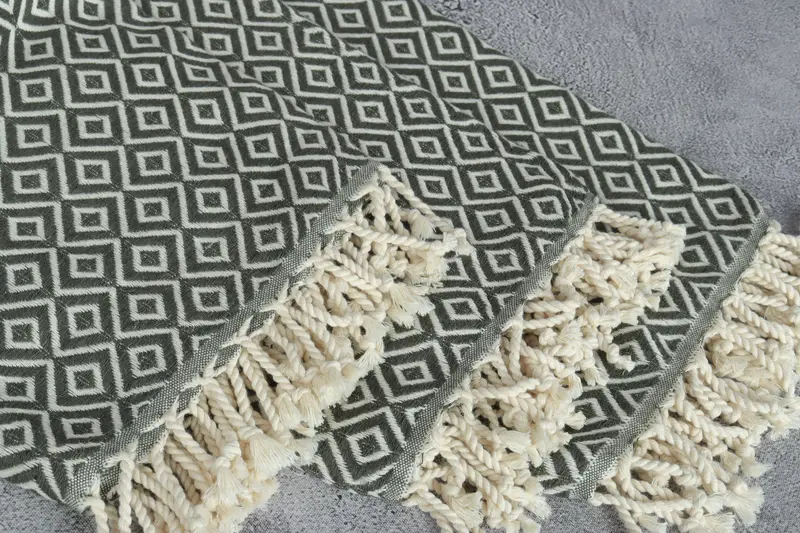 Luxury towel, Travel Towel, Custom Beach Towel, 70x40 Cotton Diamond Towel, Housewarming Gift, Luxury Turkish beach towel with fringe, Gift For Mom - 5