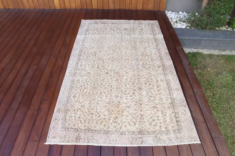 3.7x6.6 ft Turkish Rug, Area Vintage Rug, Gray Patchwork Rug - 1