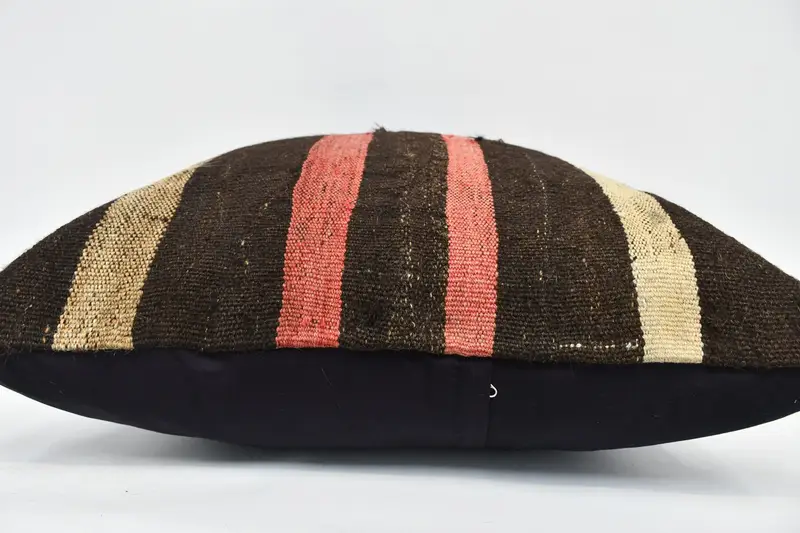 Bolster Throw Pillow Cover, Vintage Pillow, Authentic Cushion, 28x28 Brown Pillow Cover, Turkish Pillow, Pillow, Turkish Kilim Pillow - 5