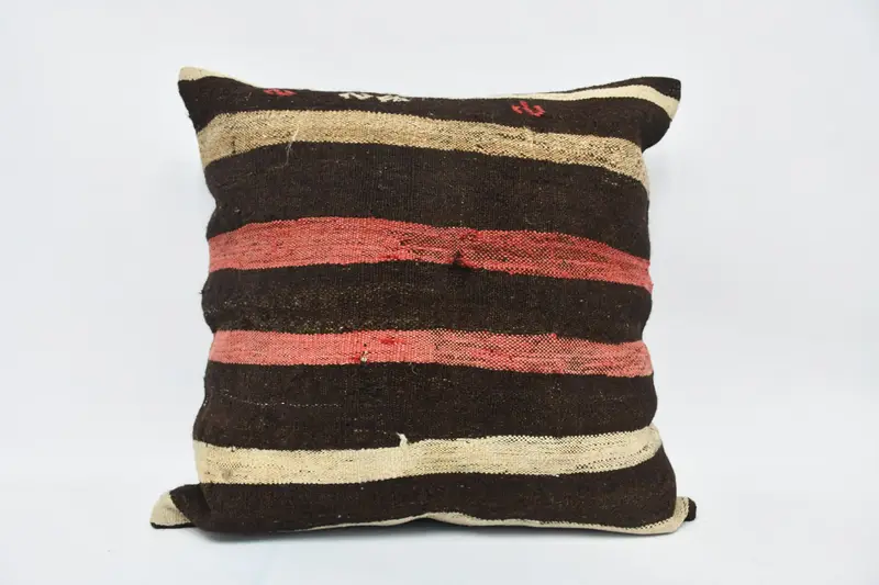 Bolster Throw Pillow Cover, Vintage Pillow, Authentic Cushion, 28x28 Brown Pillow Cover, Turkish Pillow, Pillow, Turkish Kilim Pillow - 1