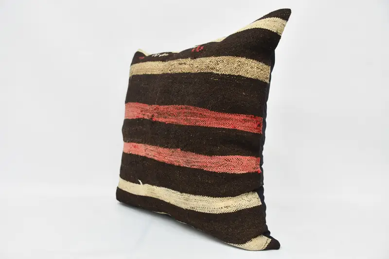 Bolster Throw Pillow Cover, Vintage Pillow, Authentic Cushion, 28x28 Brown Pillow Cover, Turkish Pillow, Pillow, Turkish Kilim Pillow - 4