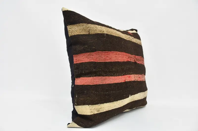 Bolster Throw Pillow Cover, Vintage Pillow, Authentic Cushion, 28x28 Brown Pillow Cover, Turkish Pillow, Pillow, Turkish Kilim Pillow - 3