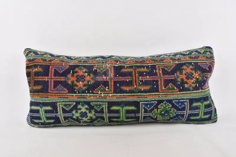 Cushion Cover, Office Chair Cushion, Pillow for Couch, Boho Pillow Sham Cover, 16x36 Blue Pillow Sham, Interior Designer Pillow - 1