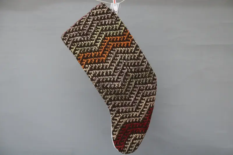 Medias con adornos navideños en color marrón y beige, medias festivas de 9 pulgadas