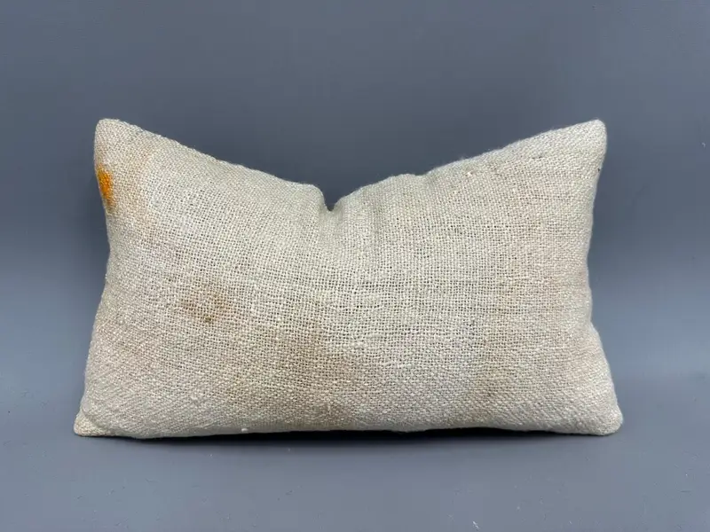 Pillow Case, Vintage Kilim Throw Pillow, Turkish Kilim Pillow, Boho Pillow, Ethnic Cushion, 12x20 Beige Cushion Cover, Patio Cushion Case - 1