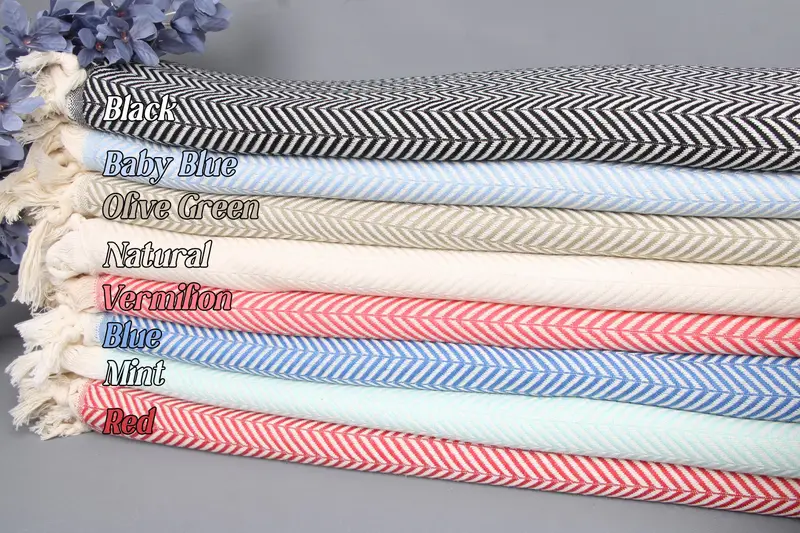 Chevron Throw Turkish Cotton Patchwork Beige, 75x91