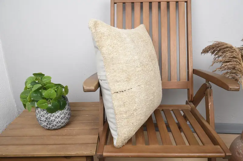 Pillow for Sofa, Personalized Gift Pillow Cushion Case, 20x20 Beige Pillow, Kilim Pillow Cover, Pillow Cover, Handmade Kilim Cushion - 2