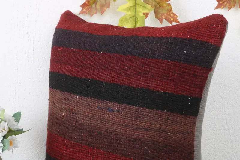 Natural Cushion Cover, Antique Pillows, Outdoor Bolster Cushion, Cushion, Vintage Kilim Pillow, Home Decor Pillow, 16x16 Red Pillow - 5