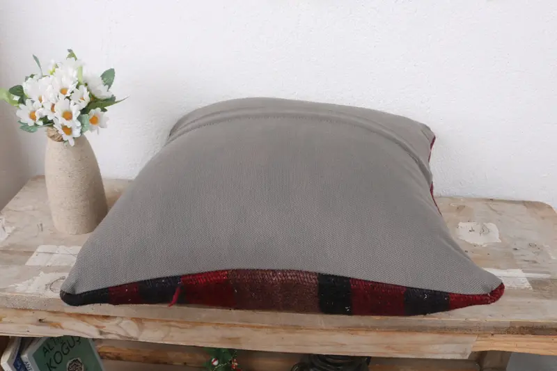 Natural Cushion Cover, Antique Pillows, Outdoor Bolster Cushion, Cushion, Vintage Kilim Pillow, Home Decor Pillow, 16x16 Red Pillow - 7