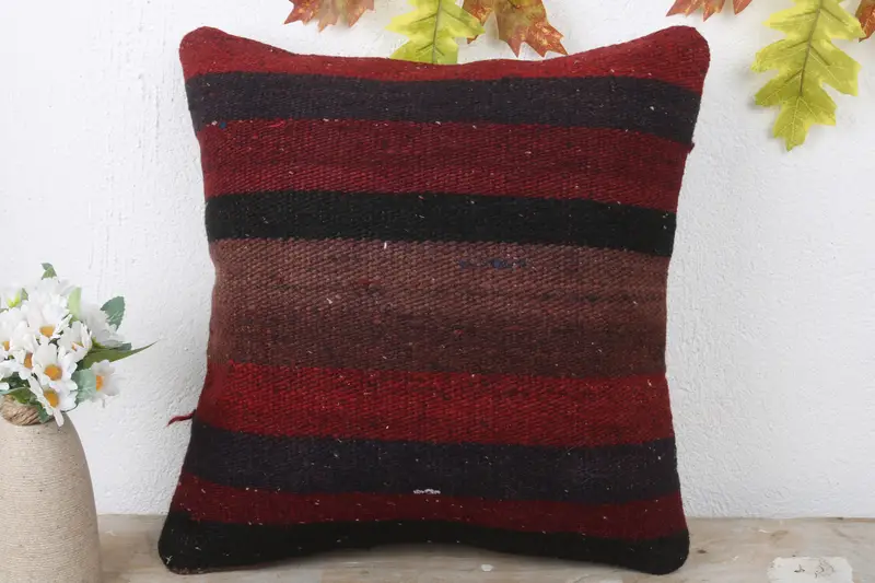 Natural Cushion Cover, Antique Pillows, Outdoor Bolster Cushion, Cushion, Vintage Kilim Pillow, Home Decor Pillow, 16x16 Red Pillow - 2