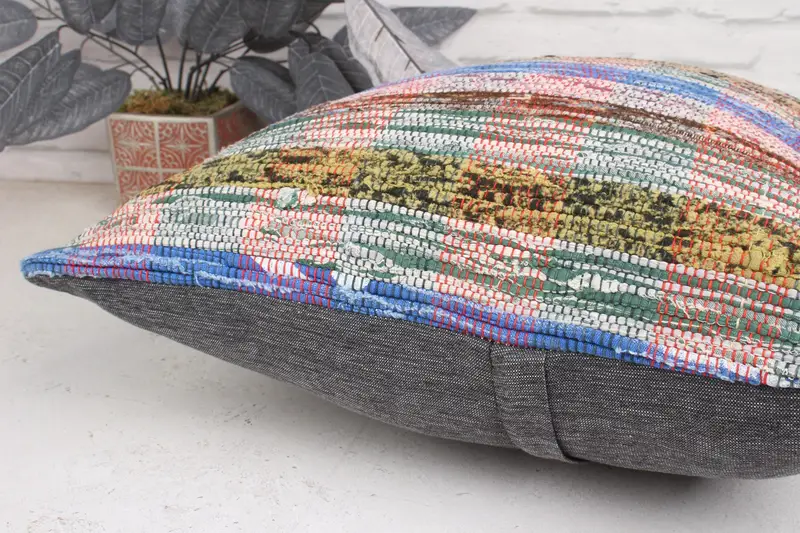 Turkish Pillow, 18x18 Blue Pillow, Aesthetic Pillow Case, Pillow Case, Throw Kilim Pillow, Gift Pillow, Chair Pillow, Neutral Throw Pillow - 7