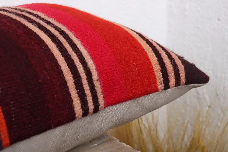 Boho Pillow Sham Cover, Pillow Cover, Interior Designer Pillow, Turkish Bench Cushion Cover, Boho Pillow, 12x36 Red Cushion, Cotton Cushion Case - 6