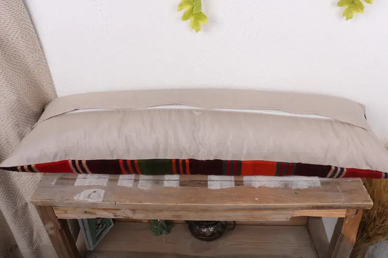 Boho Pillow Sham Cover, Pillow Cover, Interior Designer Pillow, Turkish Bench Cushion Cover, Boho Pillow, 12x36 Red Cushion, Cotton Cushion Case - 7