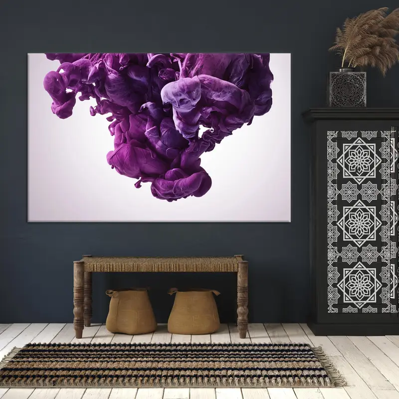 Elegante abstrakte lila Leinwand: Trendiger Büro-Kunstdruck