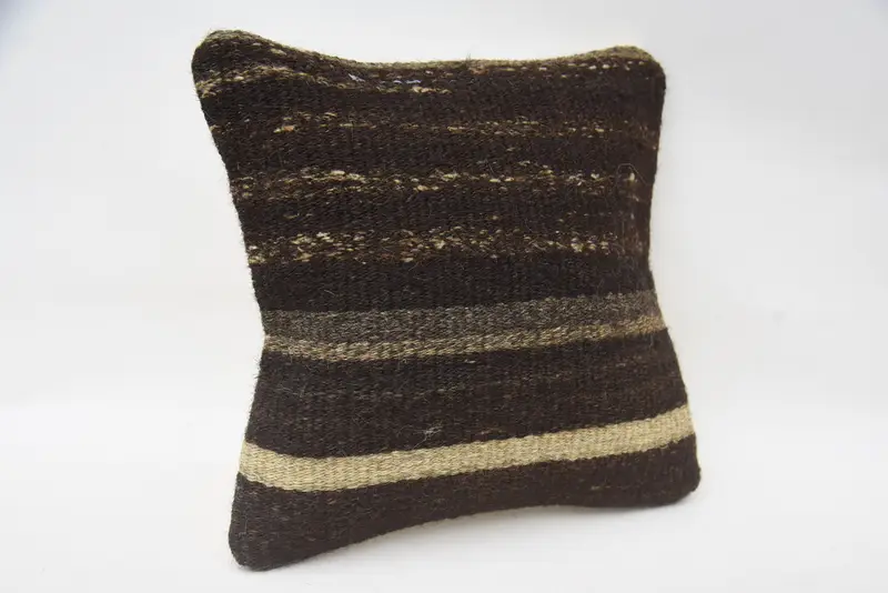 12x12 Brown Pillow Sham, Couch Pillow, Pillow for Sofa, Ethnic Pillow Case, Turkish Pillow, Pillow Case, Turkish Kilim Pillow - 2