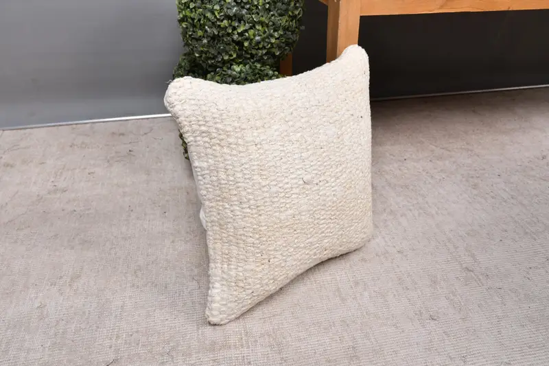 Home Decor Pillow, Interior Designer Pillow, 14x14 Beige Pillow Sham, Cushion, Bed Cushion Cover, Vintage Pillow, One Of A Kind Pillow Case - 7