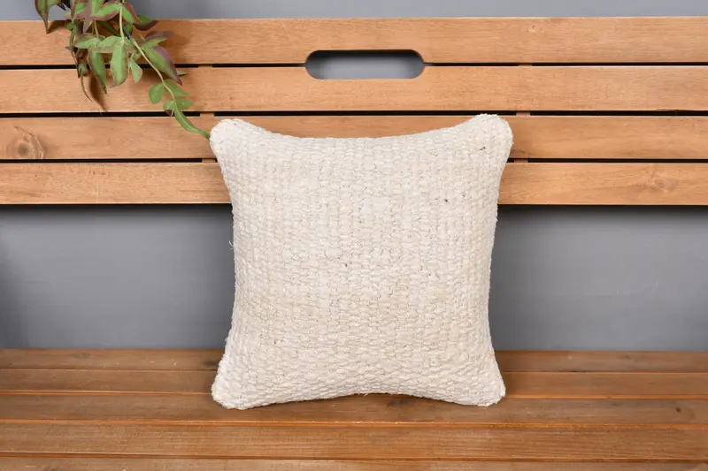 Home Decor Pillow, Interior Designer Pillow, 14x14 Beige Pillow Sham, Cushion, Bed Cushion Cover, Vintage Pillow, One Of A Kind Pillow Case - 6