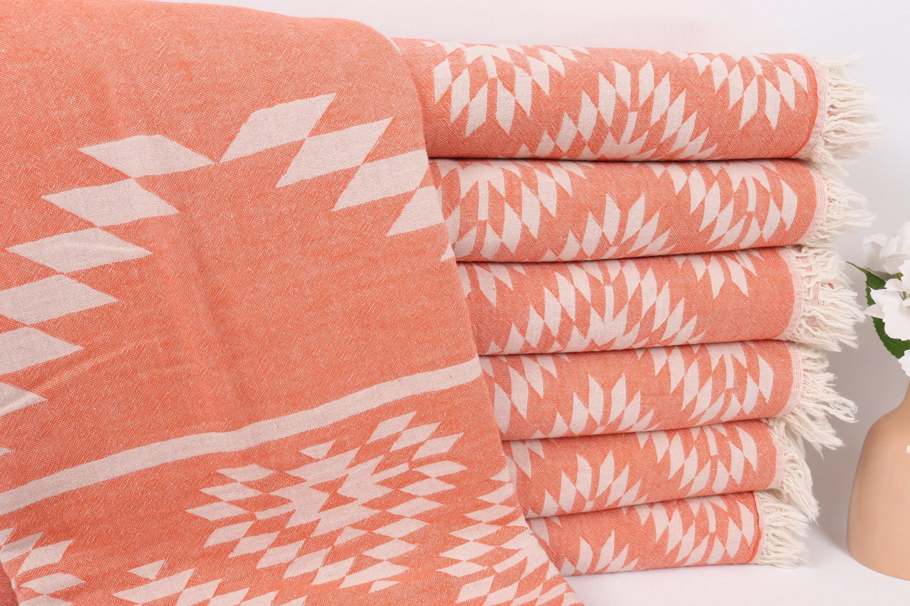 Bedspread Personalized Gifts Dark Brick Cotton Throw 56x83 Inches - 1