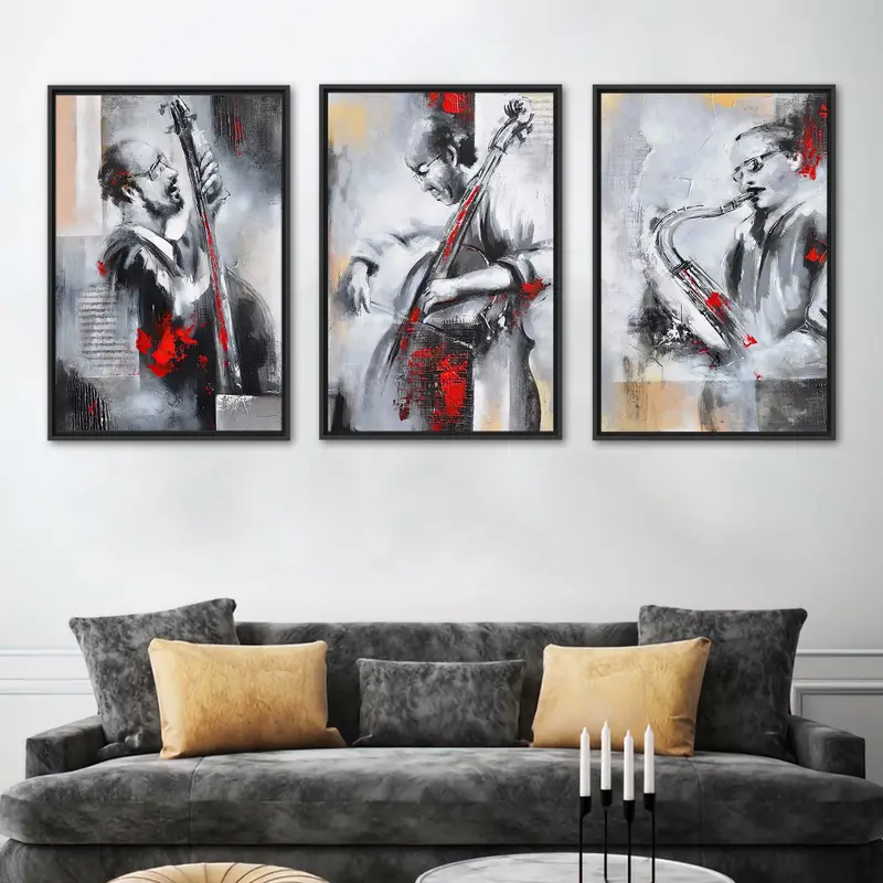 Sinfonía de jazz: lienzo impreso para amantes del violonchelo y el saxofón