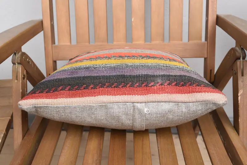 Handmade Kilim Cushion, 16x16 White Pillow Sham, Gift Pillow, Pillow Sham, Sustainable Pillow Sham, Indoor Cushion Cover, Home Decor Pillow - 5