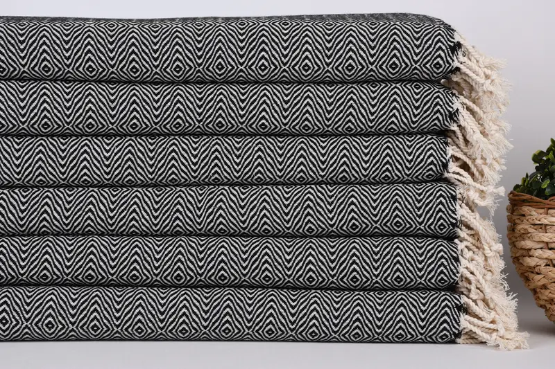 小さなバスタオル、トルコのタオルハンドタオル、バスルームタオル、36x18コットンジグザグダイヤモンドタオル、バレンタインデーギフト、刺繍タオル、ゲストタオル - 2