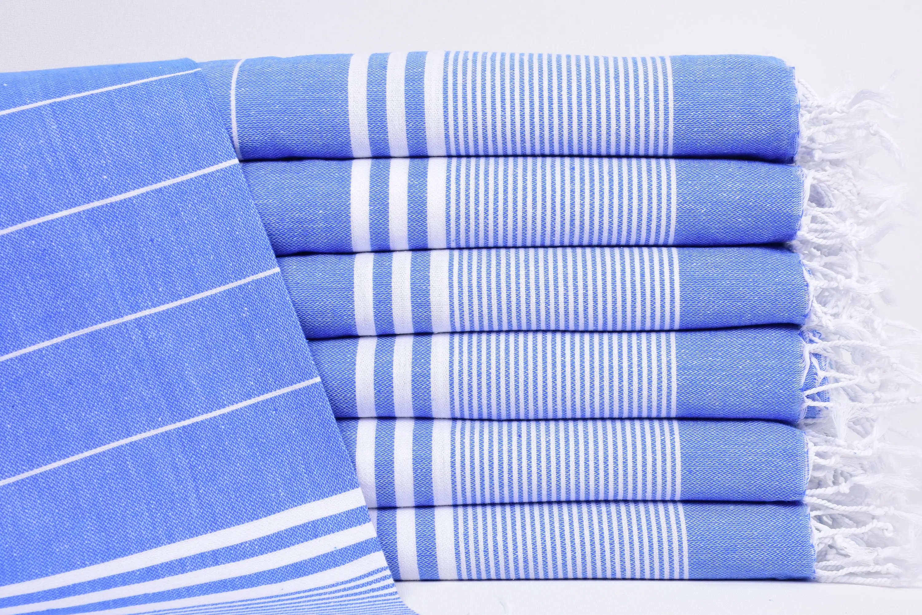 40x24 Sax Blue Striped Tea Towel, Organic Cotton, Kitchen Towel - 1