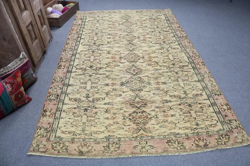 Vintage Büyük Halı, 5.4x8.9 ft Türk Halısı, Kahverengi Oushak Yün Halı - 1