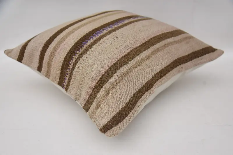 16x16 Beige Pillow Cover, Gift Pillow, Kilim Pillow Cover, Pillow Sham, Neutral Pillow Sham, Turkish Kilim Pillow, Nomadic Pillow - 6