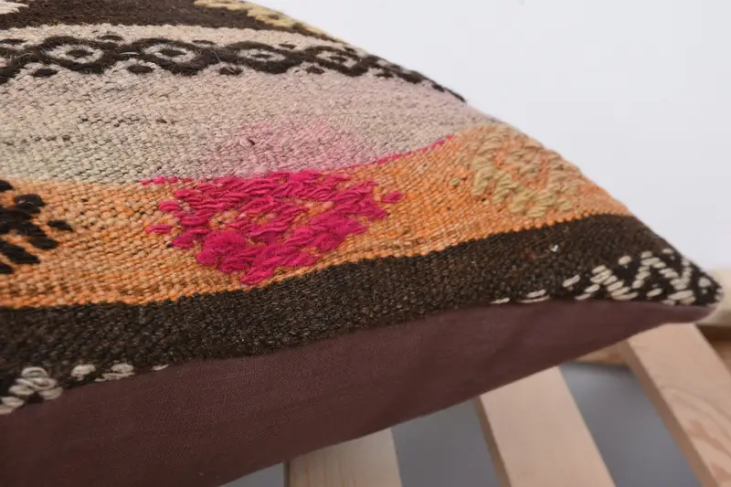 Aesthetic Cushion Cover, Cushion, Handwoven Pillow Case, 16x16 Brown Cushion, Home Decor Pillow, Handmade Kilim Cushion, Boho Pillow - 7