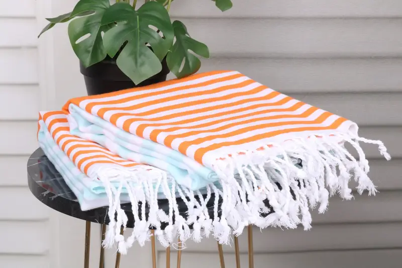 Hammam towel, Eco-Friendly Turkish Towel, Thin towel, Yoga Towel, Housewarming Gift, 68x36 Cotton Striped Towel, Christmas Favors, Peshtemal Towel - 3
