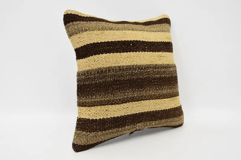 Throw Kilim Pillow, Pillow Cover, Turkish Kilim Pillow, Handmade Cushion, Interior Designer Pillow, 12x12 Brown Pillow, Boho Throw Cushion Case - 3