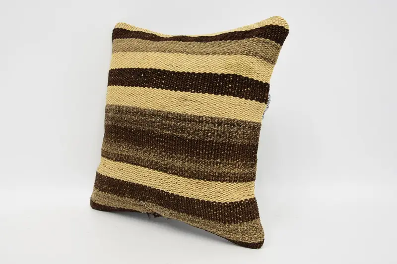 Throw Kilim Pillow, Pillow Cover, Turkish Kilim Pillow, Handmade Cushion, Interior Designer Pillow, 12x12 Brown Pillow, Boho Throw Cushion Case - 4