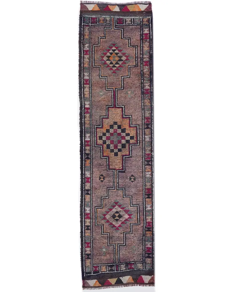 Vibrant Orange Rug, 2.9x11.2 ft with Pink Border
