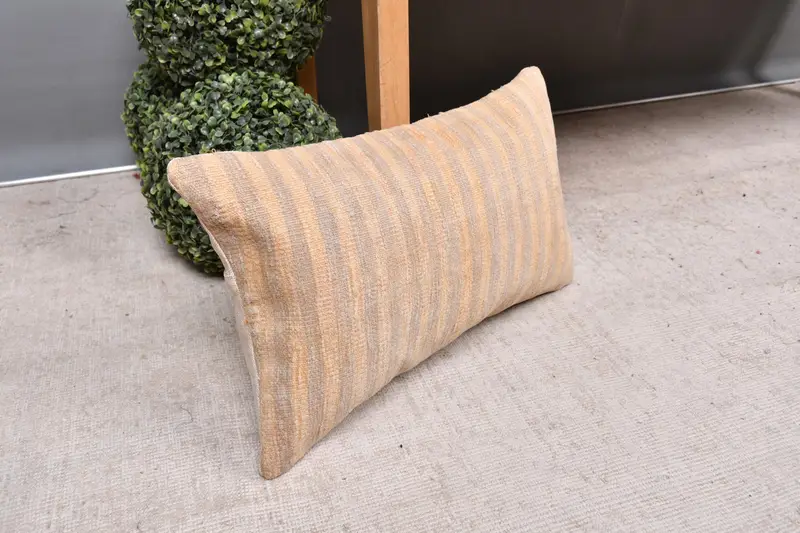 Decorative Bolster Cushion Case, Bolster Pillow Cover, Vintage Pillow, Cushion Cover, 12x20 Beige Pillow Case, Home Decor Pillow, Kilim Pillow - 7