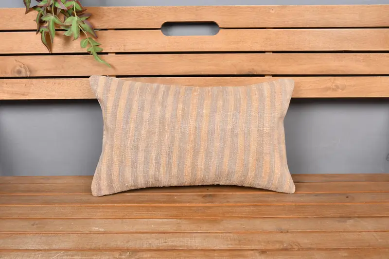 Decorative Bolster Cushion Case, Bolster Pillow Cover, Vintage Pillow, Cushion Cover, 12x20 Beige Pillow Case, Home Decor Pillow, Kilim Pillow - 6