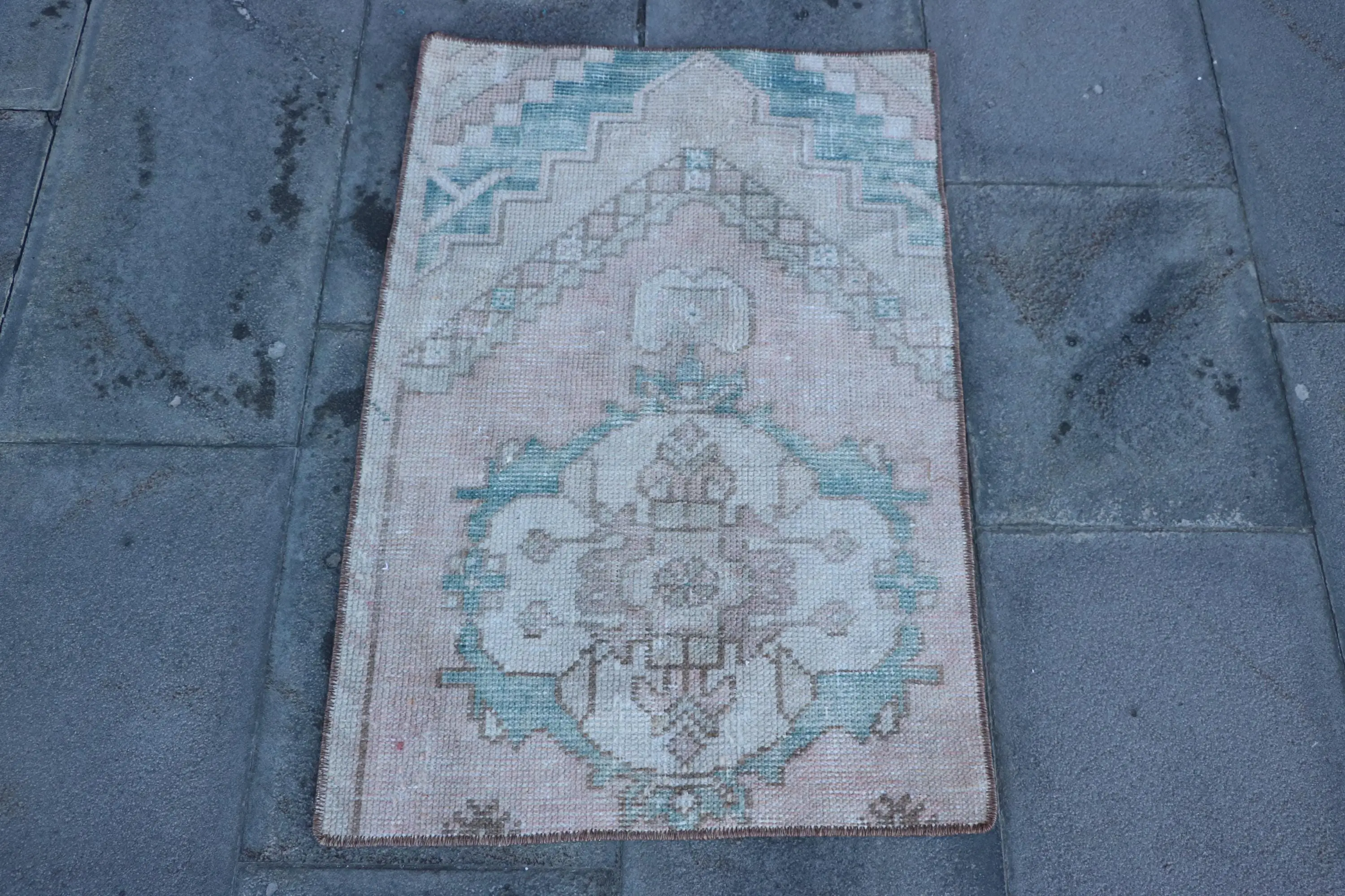 Vintage Rug, 1.8x2.7 ft Small Rug, Blue White Wool Rug - 1