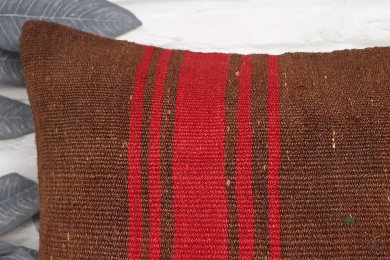 Pillow for Couch, Sofa Cushion Case, Handwoven Pillow Cover Pillow Case, Pillow Case, Pillow for Sofa, 16x24 Brown Cushion, Vintage Kilim Pillow - 2