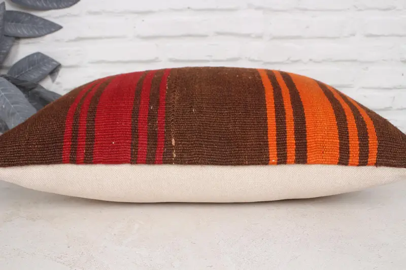 Pillow for Couch, Sofa Cushion Case, Handwoven Pillow Cover Pillow Case, Pillow Case, Pillow for Sofa, 16x24 Brown Cushion, Vintage Kilim Pillow - 5