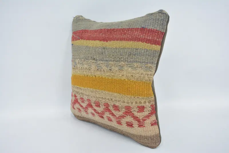 Boho Pillow, Custom Cushion, Antique Pillows, 12x12 Blue Pillow Case, Vintage Kilim Throw Pillow, Shabby Chic Cushion, Pillow Sham - 4